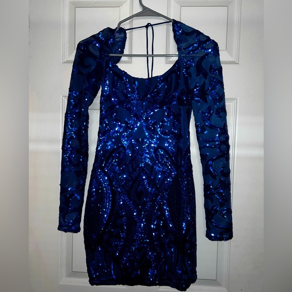 Lucy in the Sky Dresses Lucy In The Sky Dark Blue Sequins Mini Long